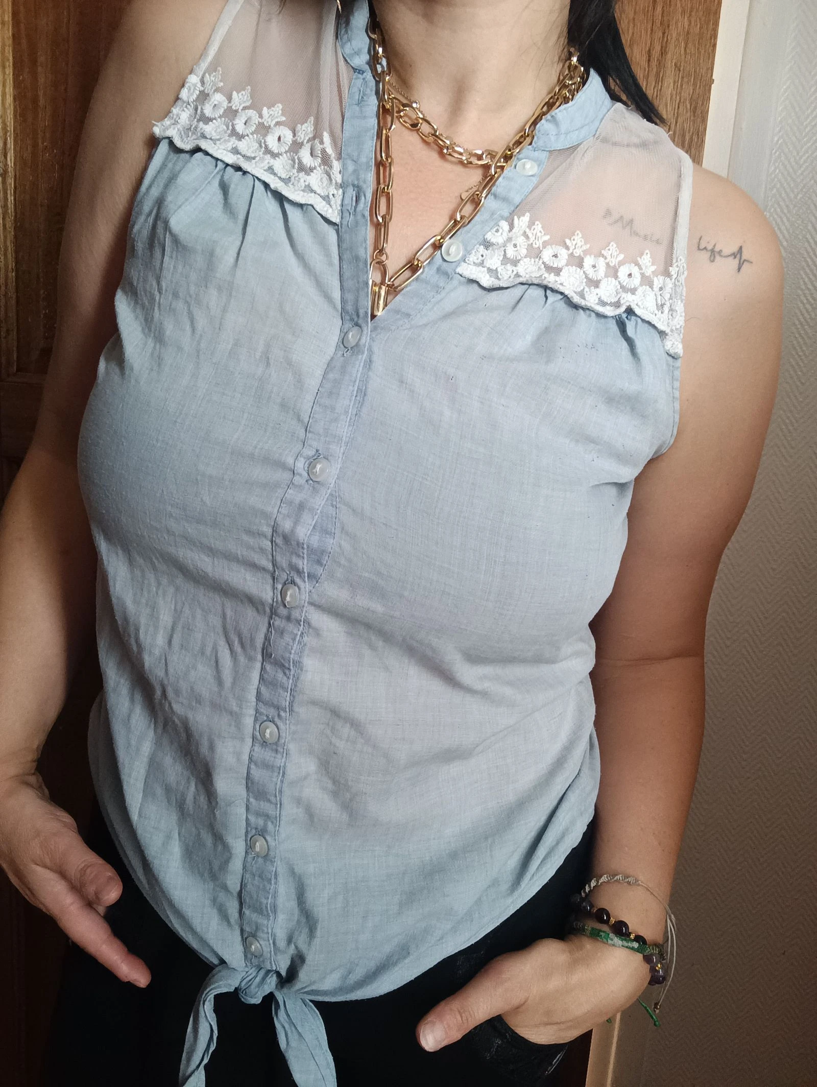 Chemisier sans manches effetjean & dentelle-
Taille XS